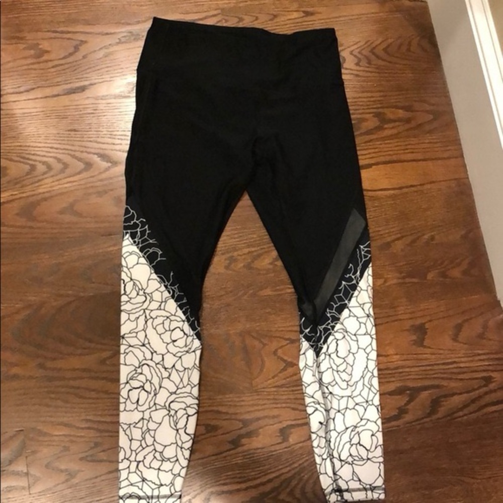 RBX Black and White Floral Leggings. Yoga,workouts